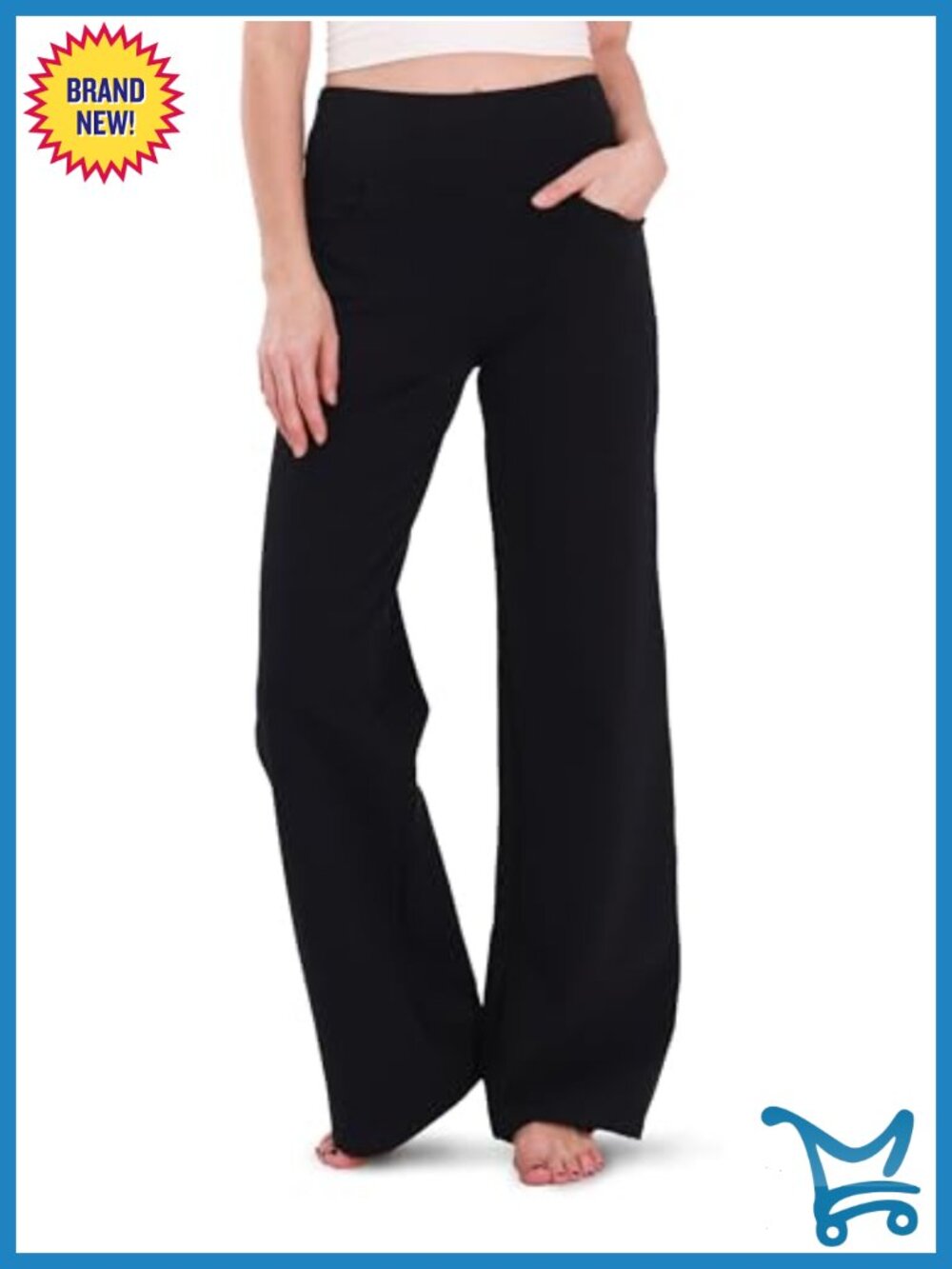 Wide Leg Yoga Pants High Waist Cotton Spandex Lounge Trousers with Pockets